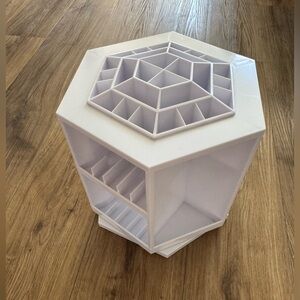 Rotating Hexagonal Makeup Organizer - White